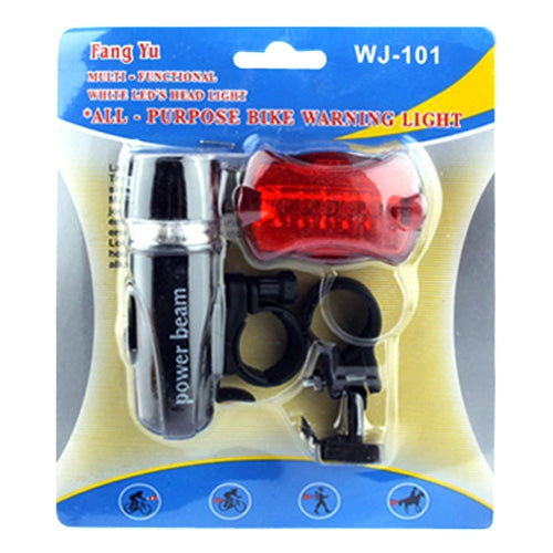 5 LED Water Resistant Bike Bicycle Head Light+ Rear Safety Flashlight - Taillights by buy2fix | Online Shopping UK | buy2fix