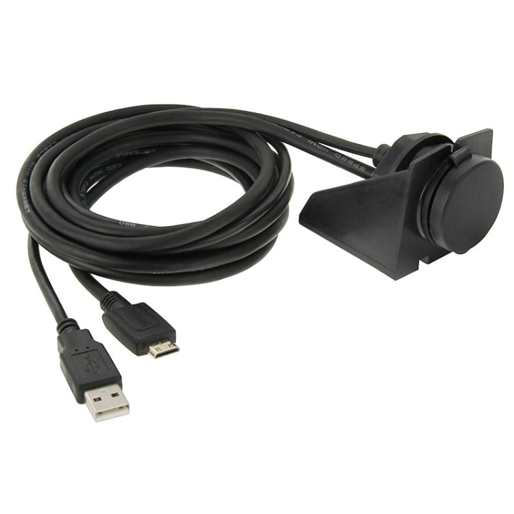 USB 2.0 & Mini HDMI (Type-C) Male to USB 2.0 & HDMI (Type-A) Female Adapter Cable with Car Flush Mount, Length: 2m - In Car by buy2fix | Online Shopping UK | buy2fix