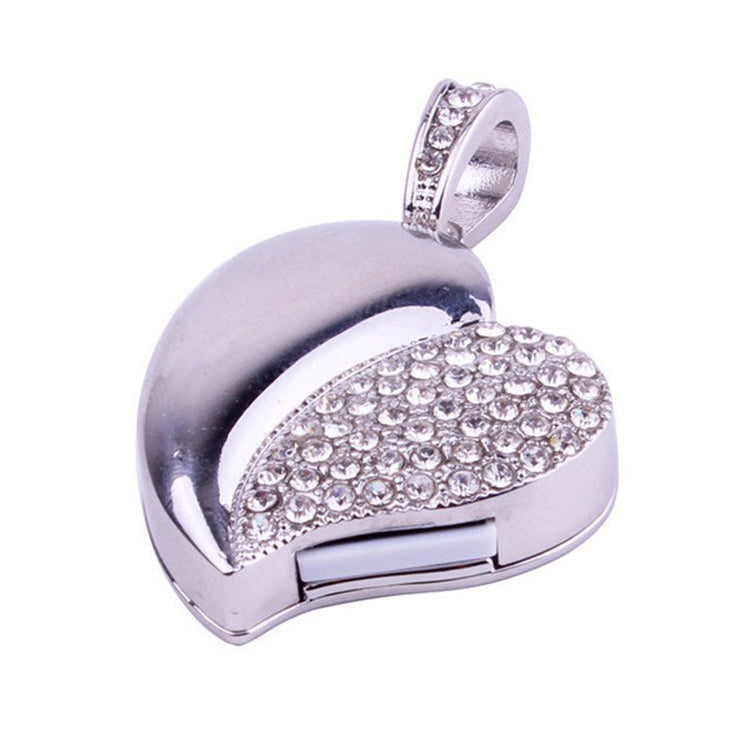 Silver Heart Shaped Diamond Jewelry USB Flash Disk, Special for Valentines Day Gifts (16GB) - USB Flash Drives by buy2fix | Online Shopping UK | buy2fix