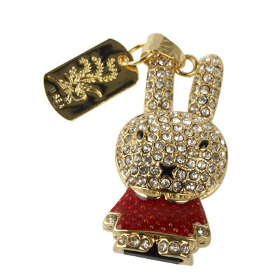 Rabbit Shaped Diamond Jewelry USB Flash Disk (8GB), Red - Computer & Networking by buy2fix | Online Shopping UK | buy2fix