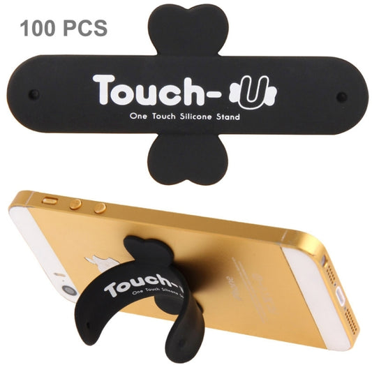 100 PCS Touch-u One Touch Universal Silicone Stand Holder, 100 PCS Touch-u One Touch Universal Silicone Stand Holder(Black) - Desktop Holder by buy2fix | Online Shopping UK | buy2fix