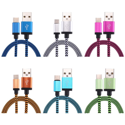 1m Woven Style USB-C / Type-C 3.1 to USB 2.0 Data Sync Charge Cable(Orange) - USB-C & Type-C Cable by buy2fix | Online Shopping UK | buy2fix