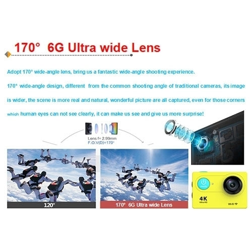 H9 4K Ultra HD1080P 12MP 2 inch LCD Screen WiFi Sports Camera, 170 Degrees Wide Angle Lens, 30m Waterproof(Black) - DJI & GoPro Accessories by buy2fix | Online Shopping UK | buy2fix