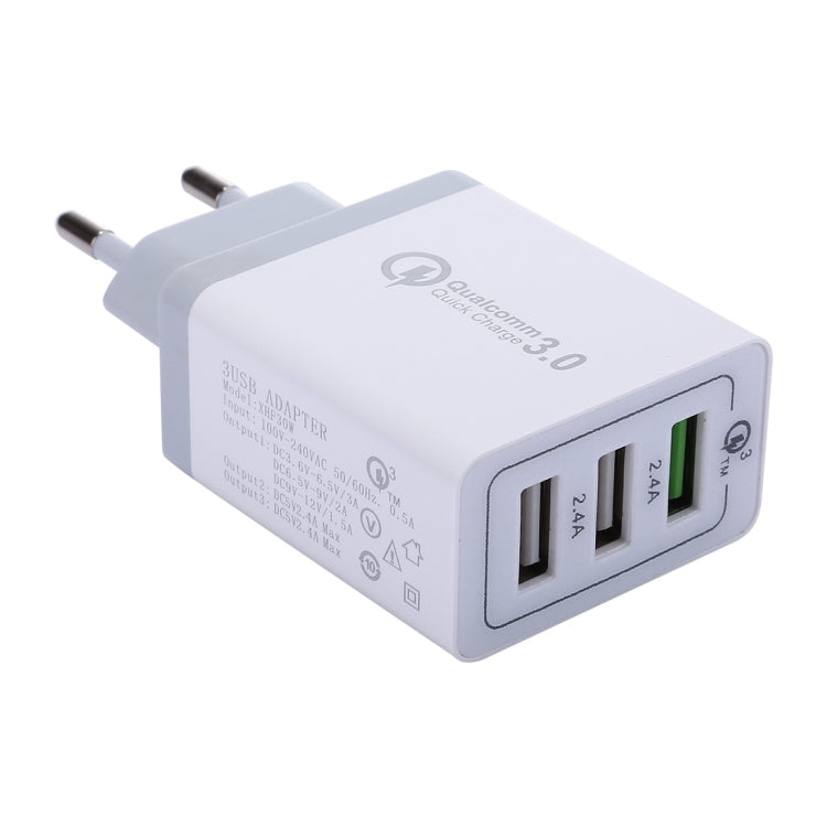 XHF30W 3 QC3.0 USB Fast Charging Wall Charger, EU Plug - Mobile Accessories by buy2fix | Online Shopping UK | buy2fix