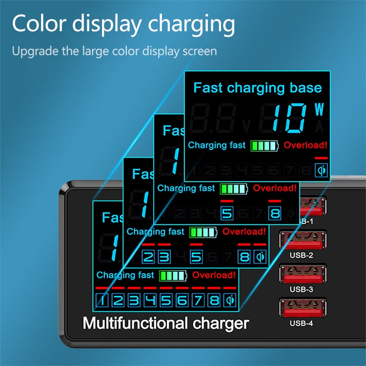 X9 9 in 1 QC 3.0 USB Interface + 6 USB Ports + PD 65W Ports + QI Wireless Fast Charging Multi-function Charger with LED Display - Multifunction Charger by buy2fix | Online Shopping UK | buy2fix