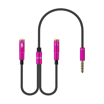 2 in 1 3.5mm Male to Double 3.5mm Female TPE High-elastic Audio Cable Splitter, Cable Length: 32cm(Rose Red) - Cable & Splitter by buy2fix | Online Shopping UK | buy2fix