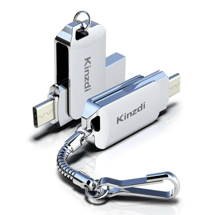 Kinzdi 64GB USB + Type-C Interface Metal Twister Flash Disk V8 (Silver) - USB Flash Drives by Kinzdi | Online Shopping UK | buy2fix