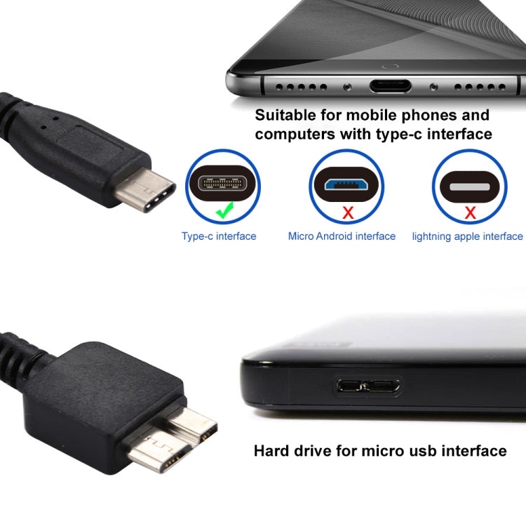 USB-C / Type-C Male to Micro B Male Adapter Cable, Total Length: about 30cm - USB-C & Type-C Cable by buy2fix | Online Shopping UK | buy2fix