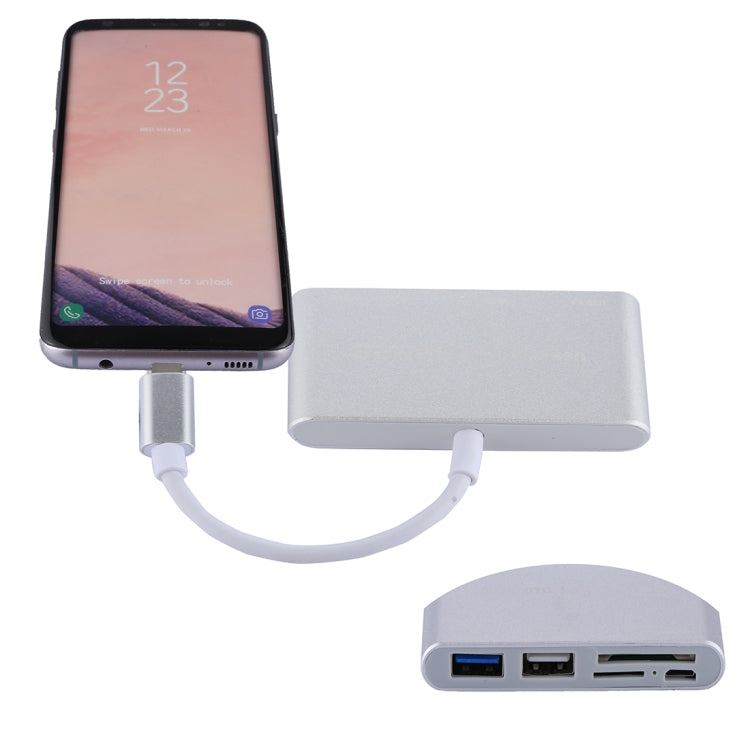 5 in 1 Micro SD + SD + USB 3.0 + USB 2.0 + Micro USB Port to USB-C / Type-C OTG COMBO Adapter Card Reader for Tablet, Smartphone, PC(Silver) - Computer & Networking by buy2fix | Online Shopping UK | buy2fix