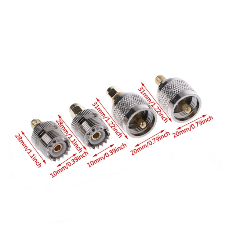 4 PCS / Set A13 Adapter Kit PL259 / SO239 to SMA Male / Female Type RF Connector - Security by buy2fix | Online Shopping UK | buy2fix