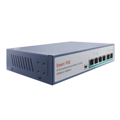 ESCAM POE 4+2 6-Port Fast Ethernet Switch 4-Port POE 10/100M 120W Network Switch, Transmission Distance: 150m(Black) - Switch by ESCAM | Online Shopping UK | buy2fix