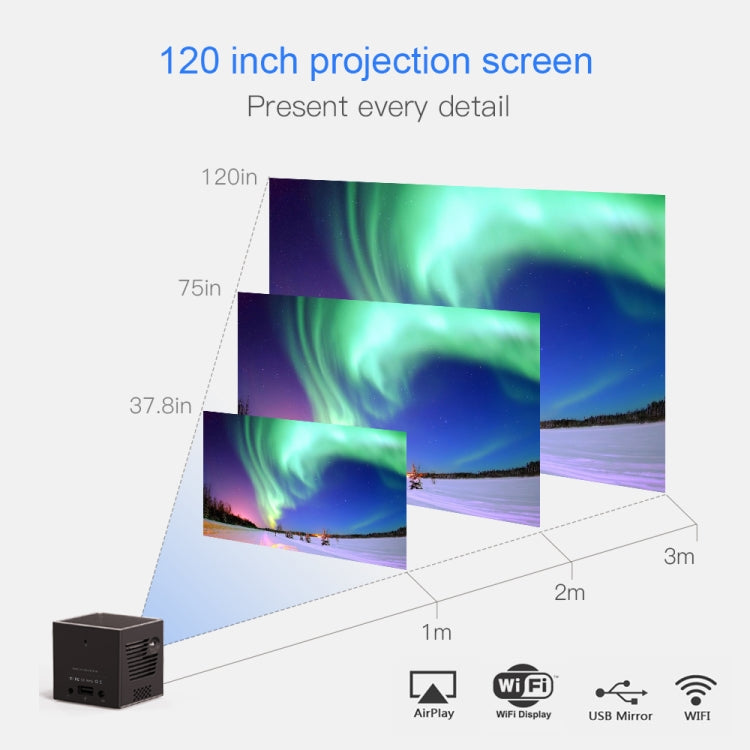 C80 DLP portable HD Projector 120-inch Giant Screen Projector Blu-ray 4K, Android 7.1.2, 2GB + 16GB US Plug - Consumer Electronics by buy2fix | Online Shopping UK | buy2fix
