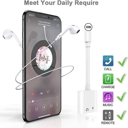 ZS-S1802 2 in 1 8 Pin Male to 8 Pin Charging + 8 Pin Audio Female Connector Earphone Adapter, Support Calls & Wire Control, Compatible with All IOS System - Earphone Adapter by buy2fix | Online Shopping UK | buy2fix