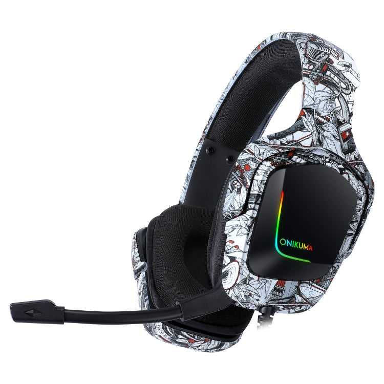 ONIKUMA K20 PS4 Surround Sound Bass PC Gamer Headphone with Microphone, RGB Light(Red Gray) - Multimedia Headset by ONIKUMA | Online Shopping UK | buy2fix