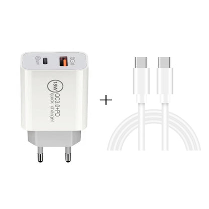 SDC-18W 18W PD 3.0 Type-C / USB-C + QC 3.0 USB Dual Fast Charging Universal Travel Charger with Type-C / USB-C to Type-C / USB-C Fast Charging Data Cable, EU Plug - Mobile Accessories by buy2fix | Online Shopping UK | buy2fix