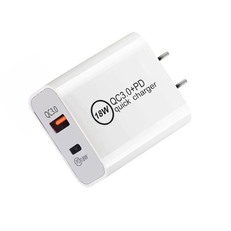 SDC-18W 18W PD 3.0 Type-C / USB-C + QC 3.0 USB Dual Fast Charging Universal Travel Charger with Type-C / USB-C to Type-C / USB-C Fast Charging Data Cable, US Plug - Mobile Accessories by buy2fix | Online Shopping UK | buy2fix