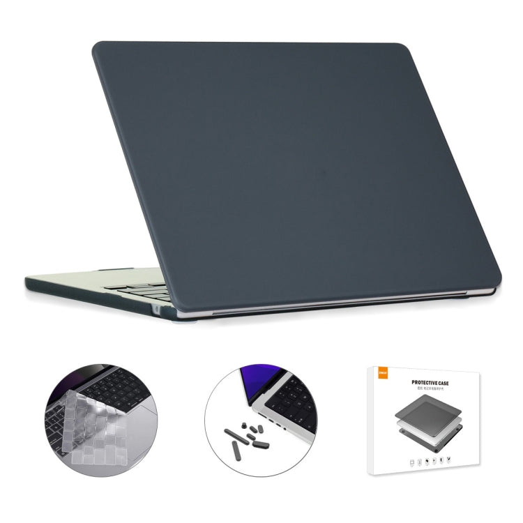 For MacBook Air 13.6 2022 A2681 US Version ENKAY 3 in 1 Matte Laptop Case with TPU Keyboard Film / Anti-dust Plugs(Black) - MacBook Air Cases by ENKAY | Online Shopping UK | buy2fix