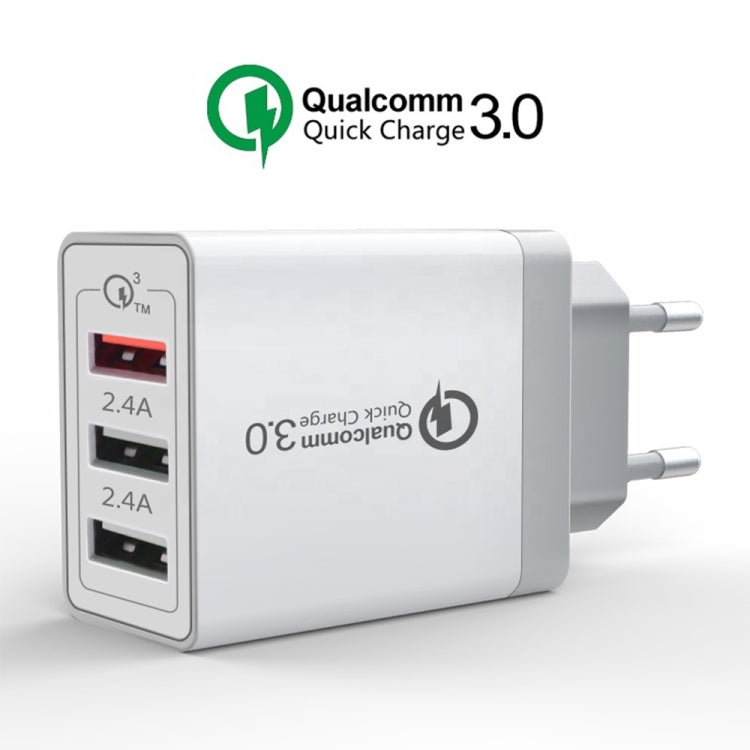 SDC-30W 30W QC 3.0 USB + 2.4A Dual USB 2.0 Ports Mobile Phone Tablet PC Universal Quick Charger Travel Charger, EU Plug - Mobile Accessories by buy2fix | Online Shopping UK | buy2fix