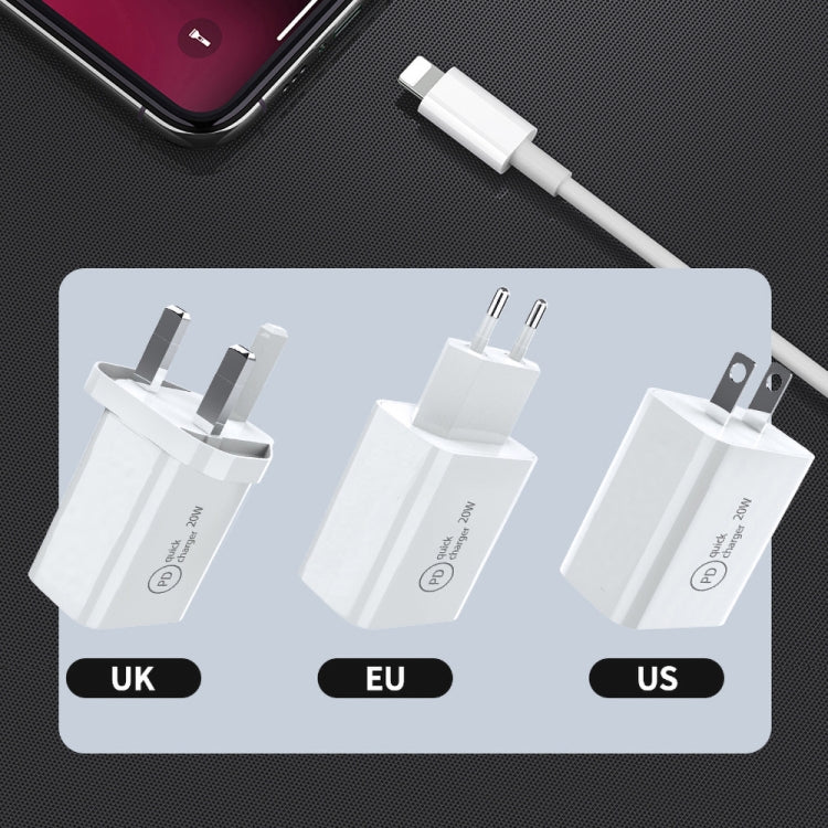 SDC-20W 2 in 1 PD 20W USB-C / Type-C Travel Charger + 3A PD3.0 USB-C / Type-C to 8 Pin Fast Charge Data Cable Set, Cable Length: 1m, EU Plug - Mobile Accessories by buy2fix | Online Shopping UK | buy2fix