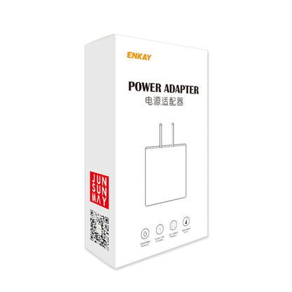 ENKAY Hat-Prince T003-1 10.5W 2.1A Dual USB Charging EU Plug Travel Power Adapter With 2.1A 1m 8 Pin Cable - USB Charger by ENKAY | Online Shopping UK | buy2fix