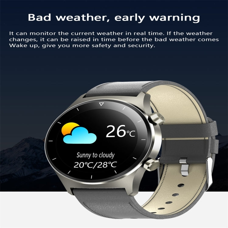 E13 1.28 inch IPS Color Screen Smart Watch, IP68 Waterproof, Leather Watchband, Support Heart Rate Monitoring/Blood Pressure Monitoring/Blood Oxygen Monitoring/Sleep Monitoring(Black) - Smart Wear by buy2fix | Online Shopping UK | buy2fix