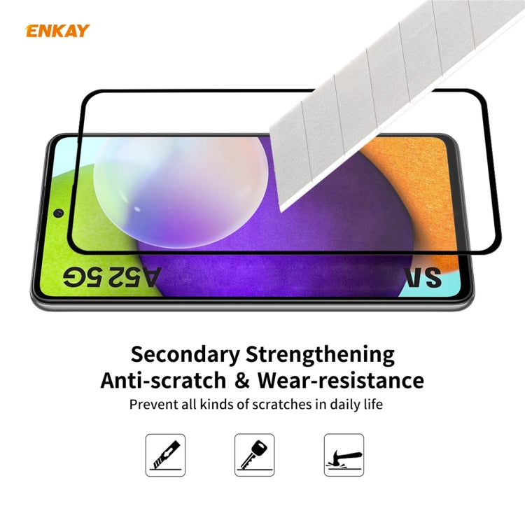 For Samsung Galaxy A52 5G / 4G ENKAY Hat-Prince Full Glue 0.26mm 9H 2.5D Tempered Glass Full Coverage Film - Galaxy A52 5G Tempered Glass by ENKAY | Online Shopping UK | buy2fix