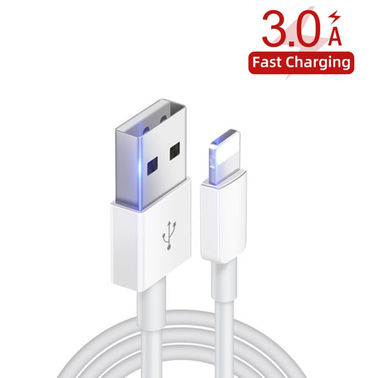 YSY-349 QC3.0 Dual Port USB Car Charger + 3A USB to 8 Pin Data Cable, Length: 1m(White) - In Car by buy2fix | Online Shopping UK | buy2fix