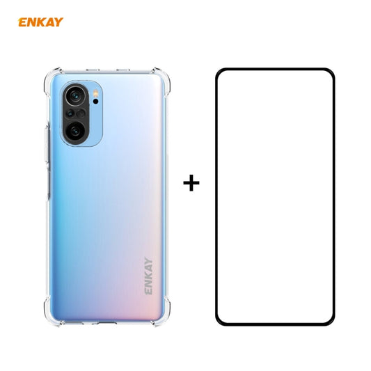 For Redmi K40 / K40 Pro / K40 Pro+ Hat-Prince ENKAY Clear TPU Shockproof Case Soft Anti-slip Cover + 0.26mm 9H 2.5D Full Glue Full Coverage Tempered Glass Protector Film - Xiaomi Cases by ENKAY | Online Shopping UK | buy2fix