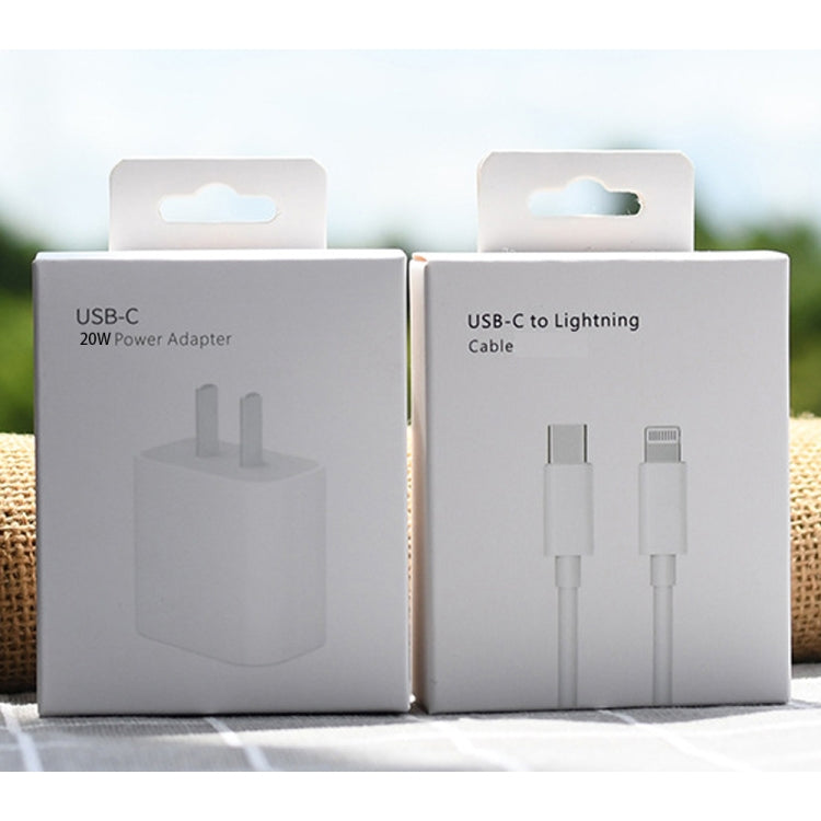 PD 20W Single USB-C / Type-C Port Travel Charger + 3A PD3.0 USB-C / Type-C to 8 Pin Fast Charge Data Cable Set, US Plug 2m - USB Charger by buy2fix | Online Shopping UK | buy2fix