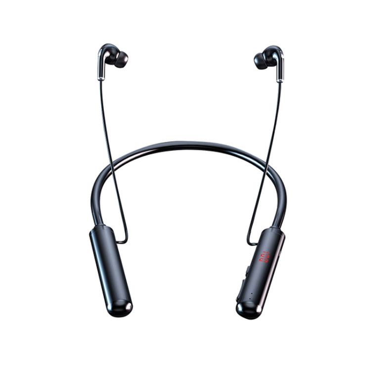 960 Neckband Magnetic Stereo Headphone with LED Display Support TF Card(Black) - Neck-mounted Earphone by buy2fix | Online Shopping UK | buy2fix