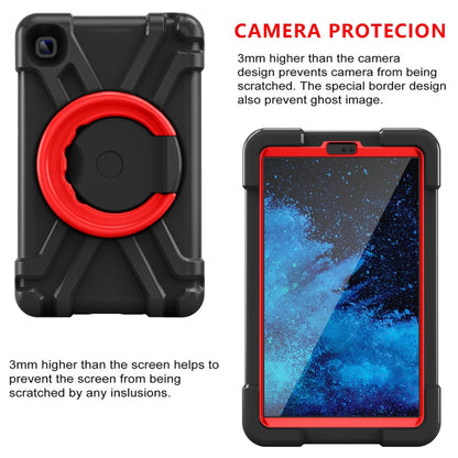 For Galaxy Tab A7 Lite T220/T225 PC + Silicone Shockproof Combination Case with 360 Degree Rotating Holder & Handle(Black+Red) - Tab A7 Lite T220 / T225 by buy2fix | Online Shopping UK | buy2fix