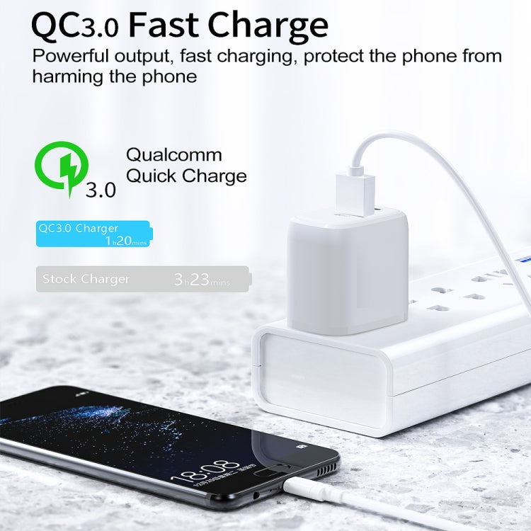 CS-20W Mini Portable PD3.0 + QC3.0 Dual Ports Fast Charger with 3A USB to 8 Pin Data Cable(EU Plug) - Apple Accessories by buy2fix | Online Shopping UK | buy2fix