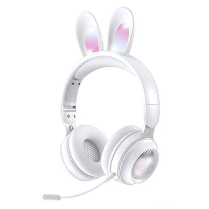 KE-01 Rabbit Ear Wireless Bluetooth 5.0 Stereo Music Foldable Headset with Mic For PC(Ivory White) - Headset & Headphone by buy2fix | Online Shopping UK | buy2fix