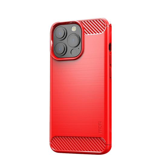 For iPhone 13 Pro Max MOFI Gentleness Series Brushed Texture Carbon Fiber Soft TPU Case  (Red) - iPhone 13 Pro Max Cases by MOFI | Online Shopping UK | buy2fix