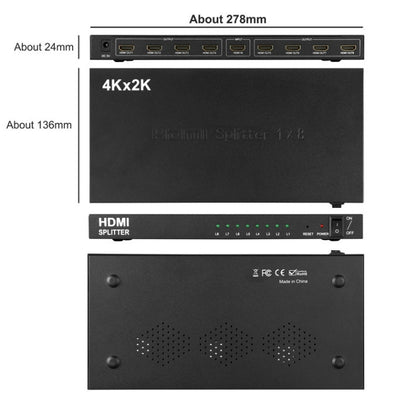 1 x 8 4K x 2K 3840*2160/30HZ HDMI Splitter -  by buy2fix | Online Shopping UK | buy2fix