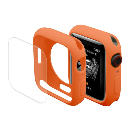 ENKAY Hat-Prince Protective TPU Watch Case + Full Coverage PET Screen Protector Film For Apple Watch Series 8 / 7 45mm(Orange) - Watch Cases by ENKAY | Online Shopping UK | buy2fix