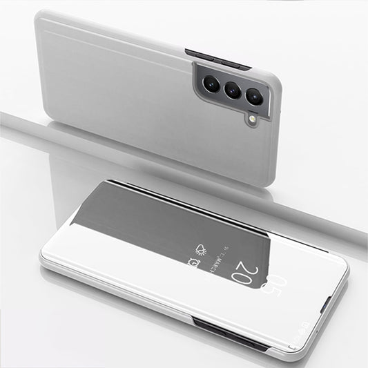 For Samsung Galaxy S22 5G Plated Mirror Horizontal Flip Leather Case with Holder(Silver) - Samsung Accessories by buy2fix | Online Shopping UK | buy2fix