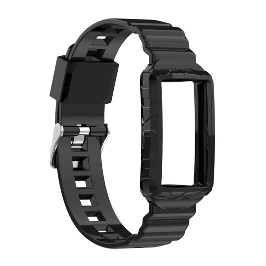 For Fitbit Charge 4 Silicone One Body Armor Watch Band(Black) - Smart Wear by buy2fix | Online Shopping UK | buy2fix