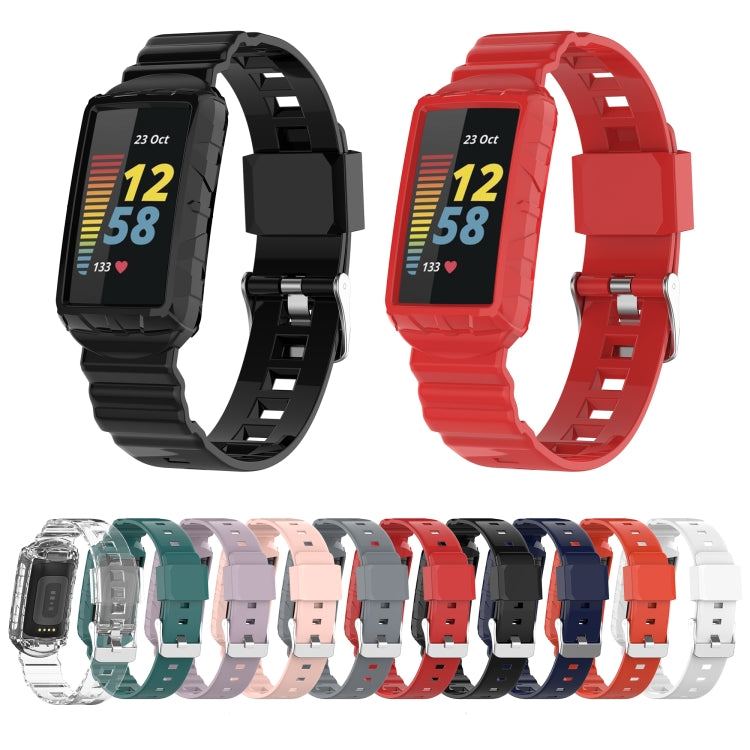 For Fitbit Charge 4 Silicone One Body Armor Watch Band(Transparent) - Smart Wear by buy2fix | Online Shopping UK | buy2fix