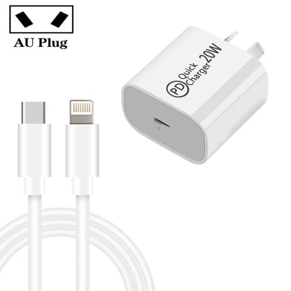 1m AU-20W PD USB-C / Type-C Travel Charger with USB-C to 8 Pin Data Cable, AU Plug - USB Charger by buy2fix | Online Shopping UK | buy2fix