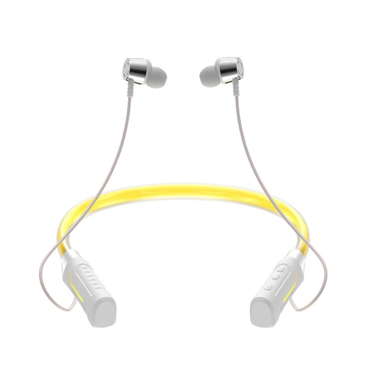 JG4 Flashing LED Neck-mounted Stereo Bluetooth Wireless Earphone(White) - Neck-mounted Earphone by buy2fix | Online Shopping UK | buy2fix