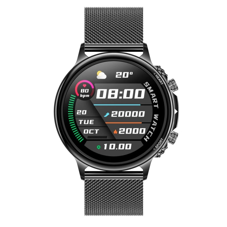 CF85 1.32 inch Steel Watchband Color Screen Smart Watch(Black) - Smart Wear by buy2fix | Online Shopping UK | buy2fix
