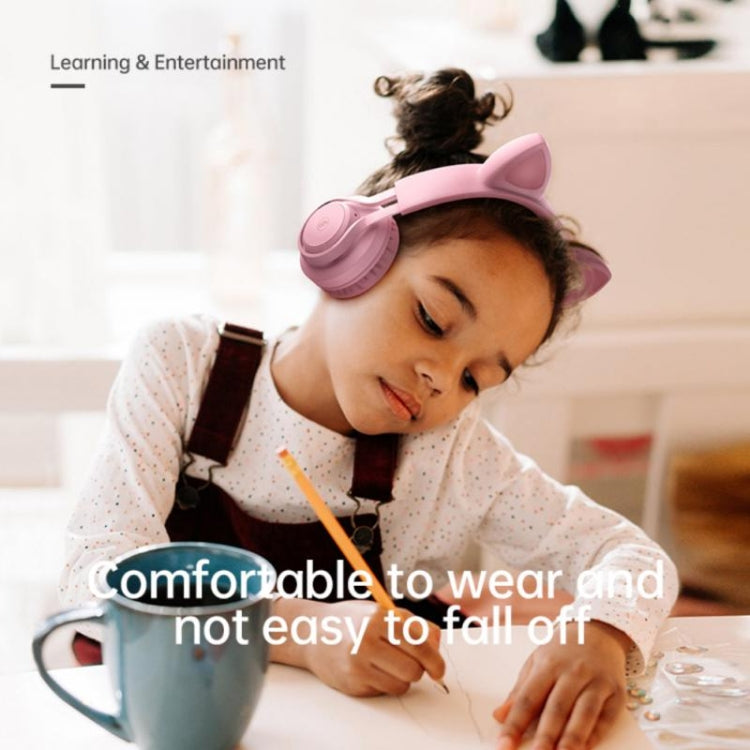 EP08 Cute Cat Ear Child Music Stereo Wired Headset with Mic(Purple) - Apple Accessories by buy2fix | Online Shopping UK | buy2fix