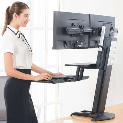 NORTH BAYOU NB L100 Sit-Stand Workstation Desk Table Clamp Dual LCD Monitor Mount For 22-27 inch - Consumer Electronics by buy2fix | Online Shopping UK | buy2fix