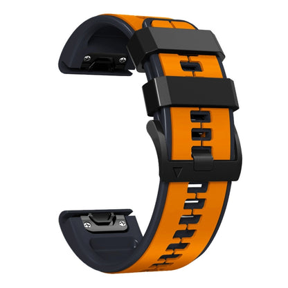 For Garmin Descent MK2i 26mm Silicone Sports Two-Color Watch Band(Orange+Black) - Watch Bands by buy2fix | Online Shopping UK | buy2fix