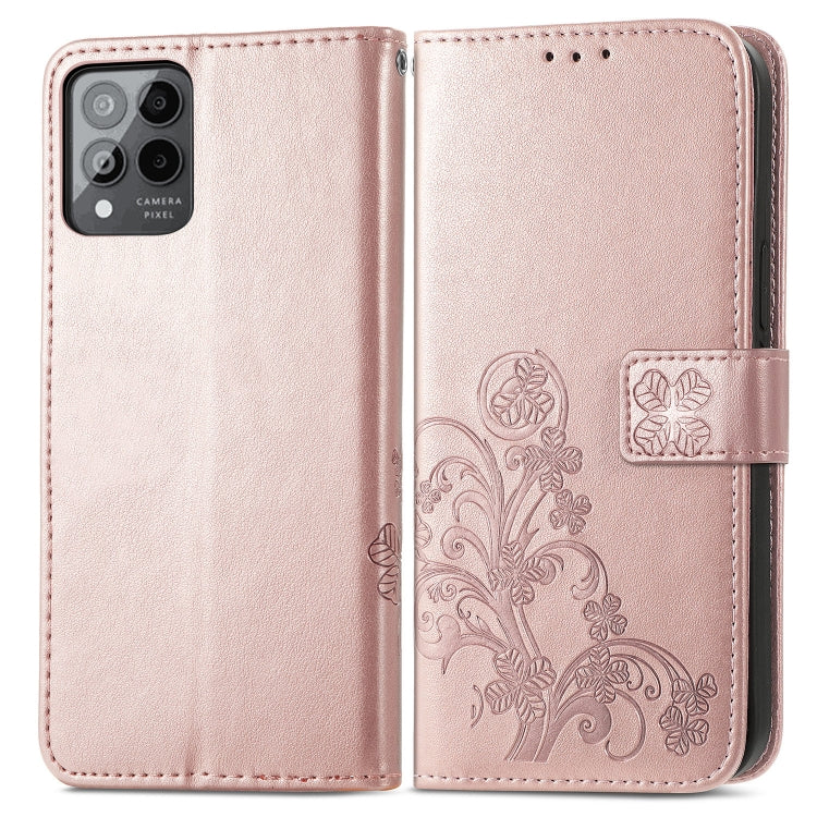 For T-Mobile Revvl 6 Pro 5G Four-leaf Clasp Embossed Buckle Leather Phone Case(Rose Gold) - More Brand by buy2fix | Online Shopping UK | buy2fix