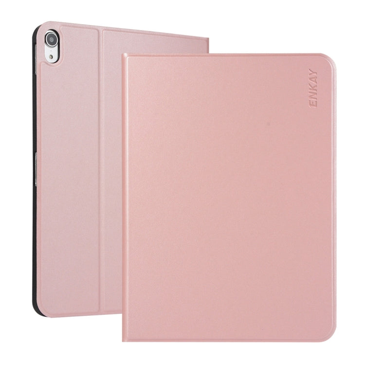 For iPad 10th Gen 10.9 2022 ENKAY PC Back Cover Smart Leather Tablet Case with Pen Slot & Holder(Pink) - iPad 10th Gen 10.9 Cases by ENKAY | Online Shopping UK | buy2fix