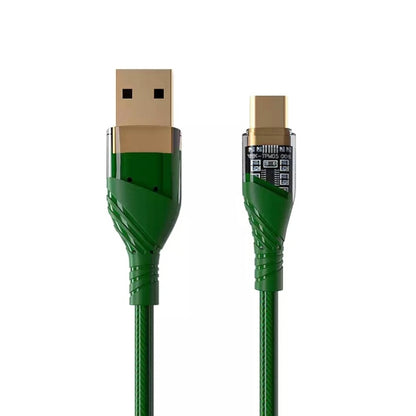 4A USB to Type-C Transparent Fast Charging Data Cable, Length: 1m(Green) -  by buy2fix | Online Shopping UK | buy2fix