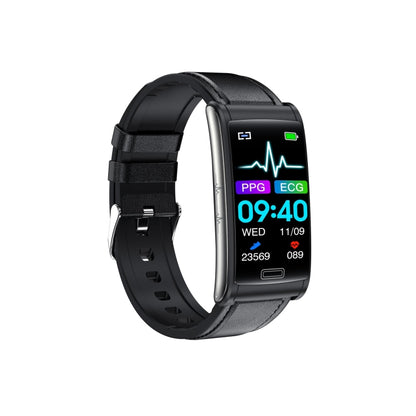 E600 1.47 inch Color Screen Smart Watch Leather Strap Support Heart Rate Monitoring / Blood Pressure Monitoring(Black) - Smart Wear by buy2fix | Online Shopping UK | buy2fix