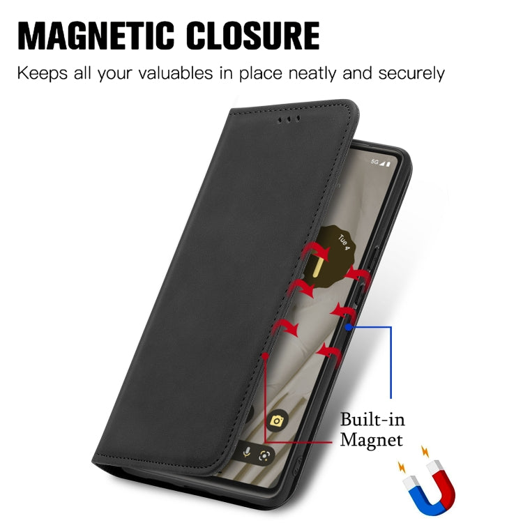 For Google Pixel 7A Retro Skin Feel Magnetic Flip Leather Phone Case(Black) - Google Cases by buy2fix | Online Shopping UK | buy2fix